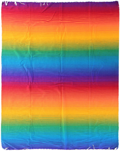 Vintage Mexican Serape Rug Flatwoven Rainbow Blanket 152cmx244cm Tapestry 5x8 - Picture 1 of 6