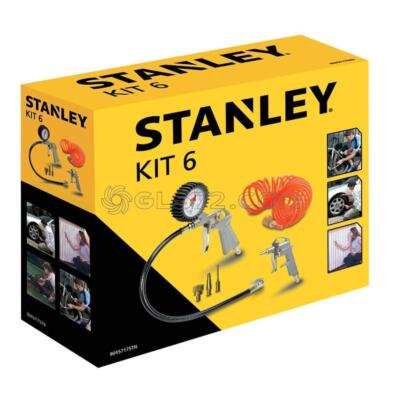 KIT 6 PIECE STANLEY FOR AIR COMPRESSOR AND TOOL KIT GUN HOSE PRESSURE GAUGE