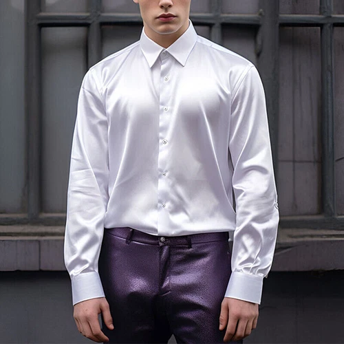 Herren Satin Hemd Tanzen Oberteile Hochglanz Kleid Langarm Hochzeit Freizeithemden Neu - Bild 17 von 25