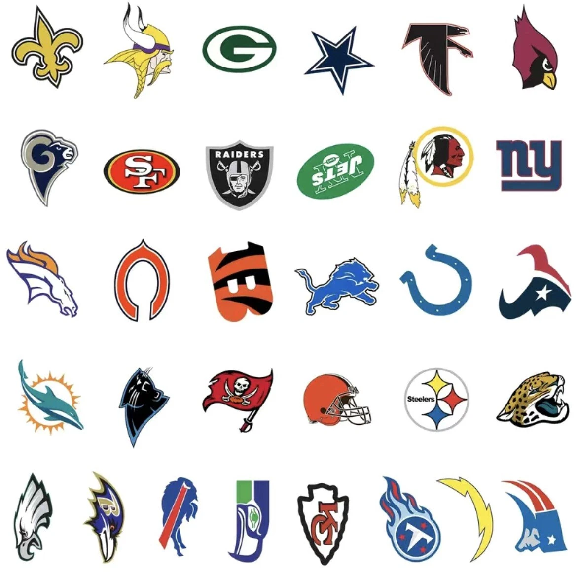 NFL Logo Football 32 Teams Vinyl Stickers Pick Your Team or full