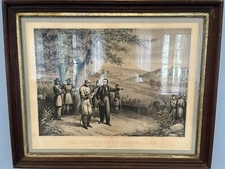 The Surrender of General Lee Lithograph 1866 in Period Frame P.S. Duval Son & Co