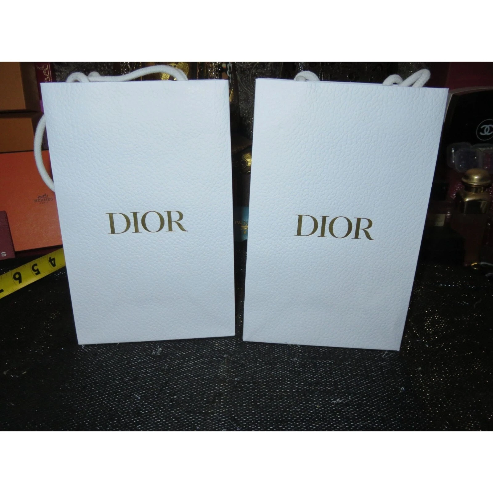 Sacs cadeaux blancs Christian Dior lot de 2 6 x 9 papier recyclé
