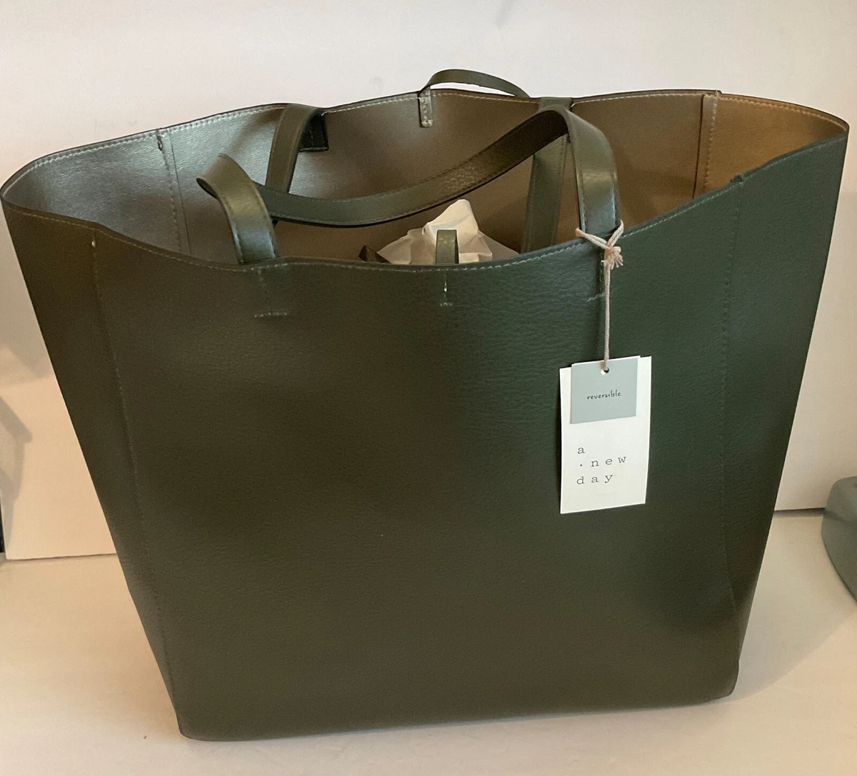 Reversible Tote Handbag A New Day Olive Green NWT