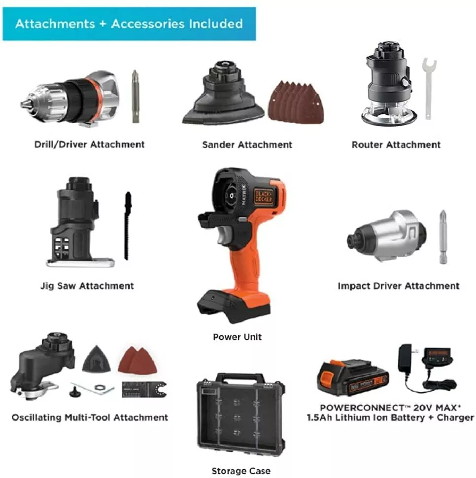 BLACK+DECKER 20V Max Lithium-Ion Cordless Matrix 6 Tool Combo Kit