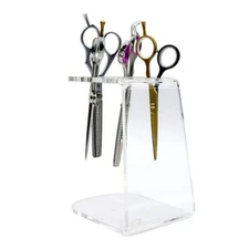 6 Holes Clear Acrylic Scissors Holder Rack Salon Shear Holder Hairdresser Sci...