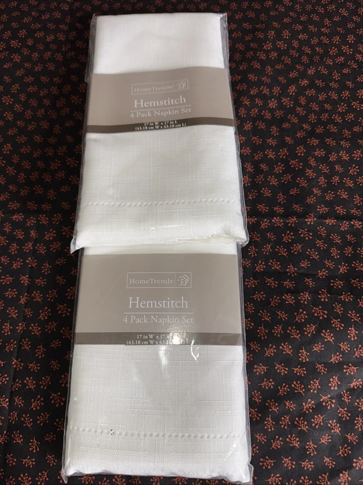 White Classic Hemstitch Napkin Set 2 - 4 Packs 17x17" Retired Pattern 8 Total - Image 2 of 4