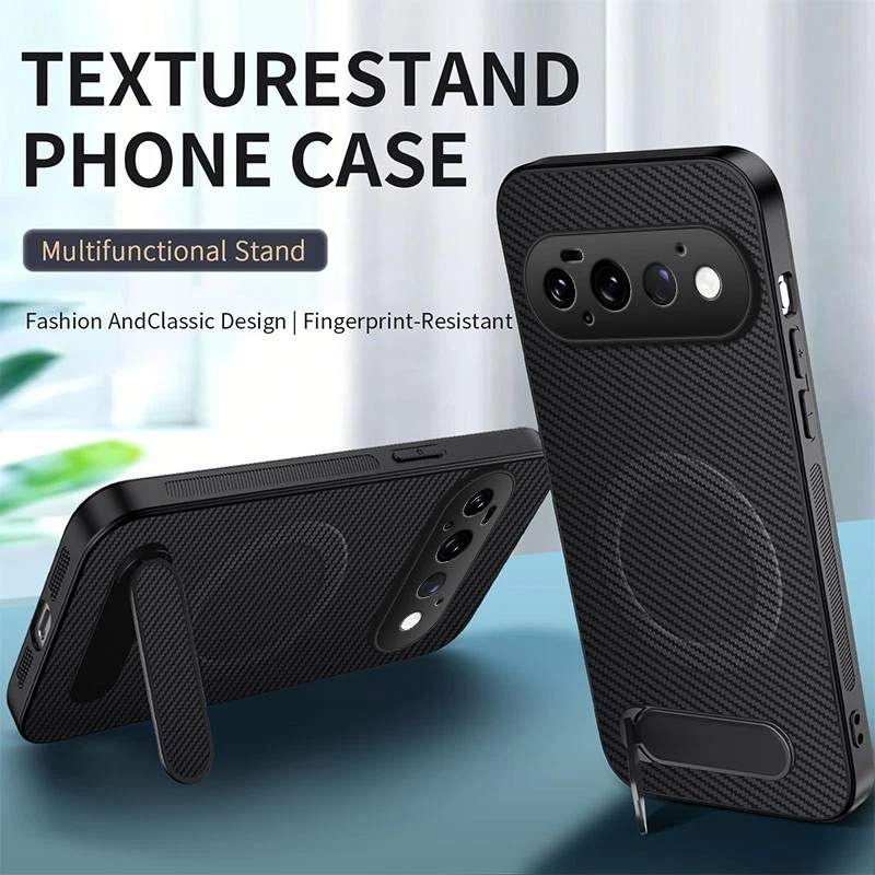 For Google Pixel 10a 9a 8a 11 10 9 8 Pro XL Carbon Fiber Skin Magnetic StandCase - Picture 2 of 25