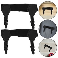 2 Pairs Hold up Suspenders for Men Pants Hanger Clips Hockey Sock Garter Belt