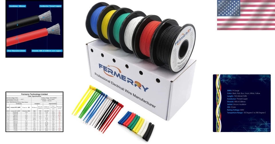 14AWG Silicone Hook up Wire Kit 25ft Spool 6 Colors - Image 2 of 4