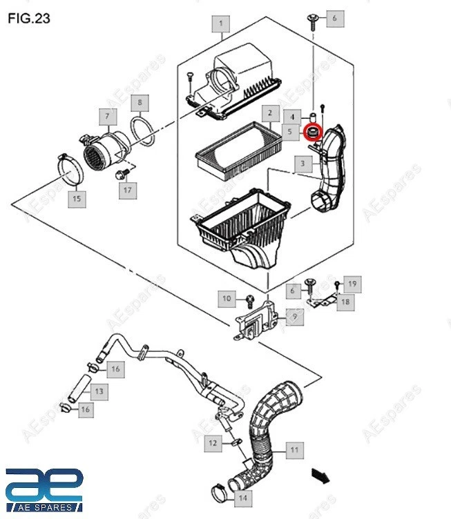 Air Filter Housing Grommet Set For Suzuki Ciaz Ertiga Swift Dzire 13878M74L50 view 2