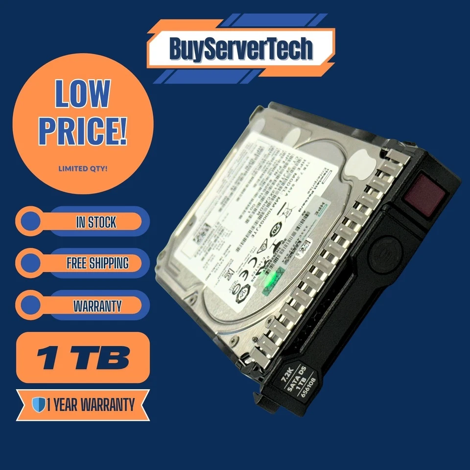 HP 655710-B21 1TB 7200RPM 2.5" SATA 6Gbps HDD | 656108-001 | 0 Hours | 1 Year wr - Image 2 of 4