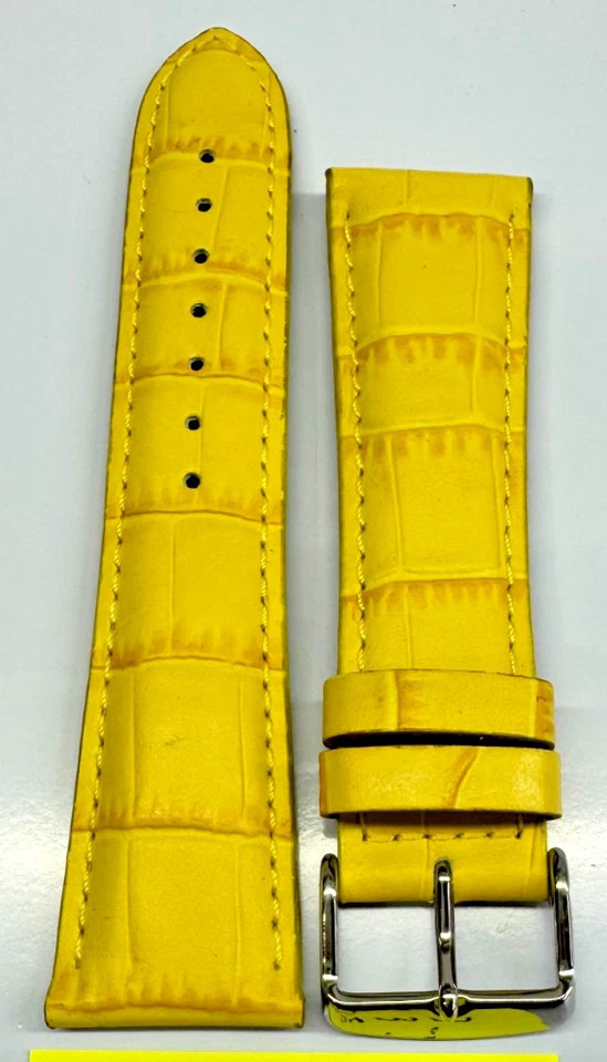 22mm Yellow Genuine Leather Watch Band - Image 4 of 4