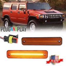 For 2003-2009 Hummer H2 Amber Lens Front LED Fender Side Marker Signal Lights 2X