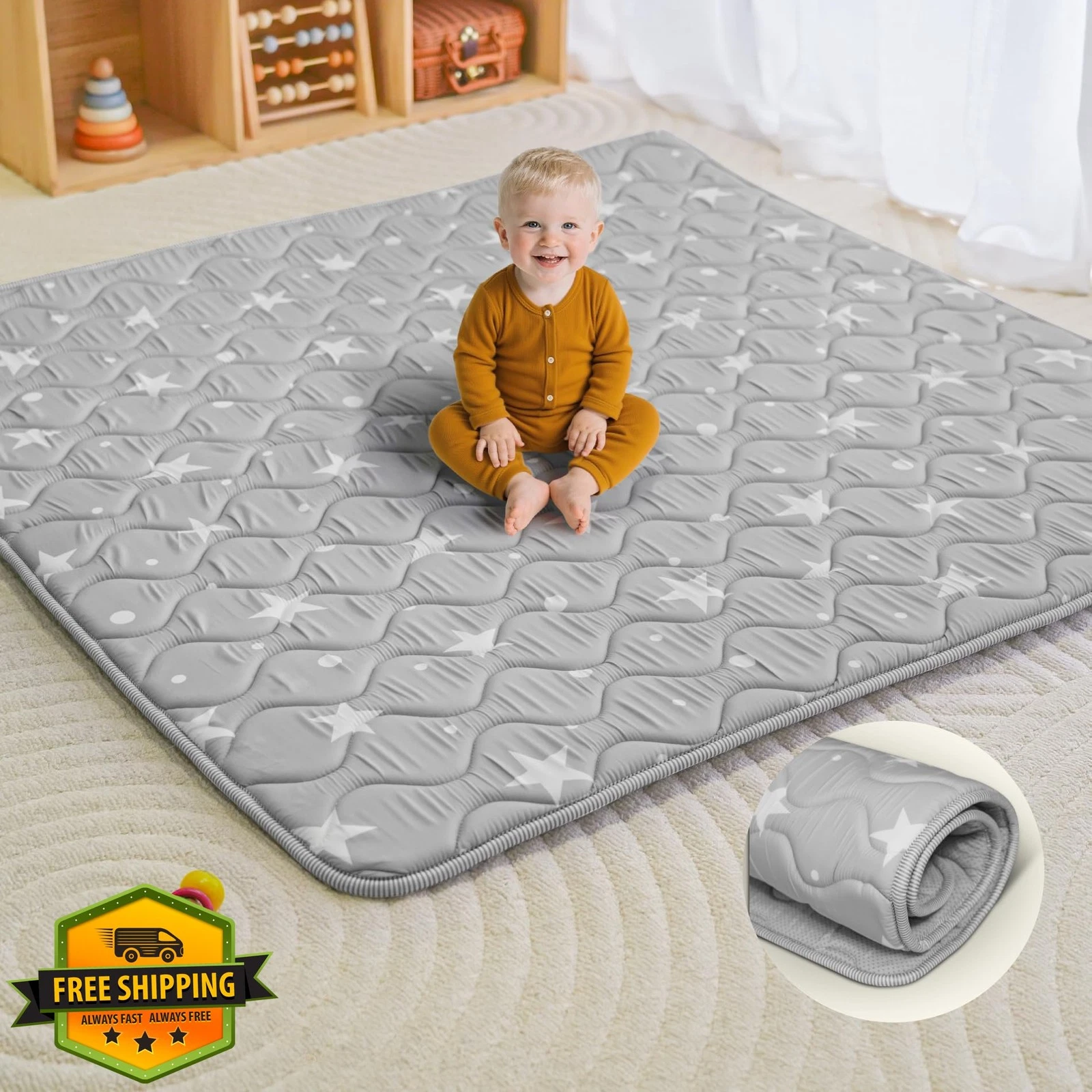 Beavtaens Play Mat 50x50 Gray Stars