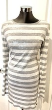 Women's Michael Kors Dress Sequence White and Silver Stripe L