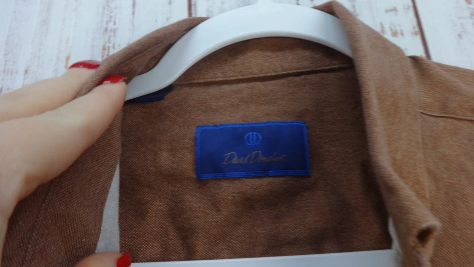 David Donahue Mens Large Button Down Dress Shirt Bronze Long Sleeves Pocket - Image 2 of 4