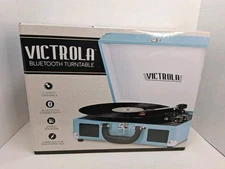 Victrola Journey 3-Speed Bluetooth Suitcase Record Player Blue New