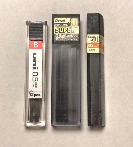 Pentel Uni Hi Polymer Super 0.5mm x 60 Pencil Lead Refill Japan Vintage C505