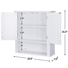 White Door Wall Hanging Medicine Cabinet Bathroom Storage Shelf Organizer