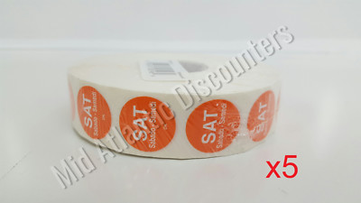 5 Rolls Daymark 1100596 Duramark Day Labels Saturday 3/4'' 2000 Stickers Per Roll