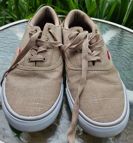 Levi's Sneakers Beige Textile Canvas Low Top Casual Skate Shoes Mens 8.5
