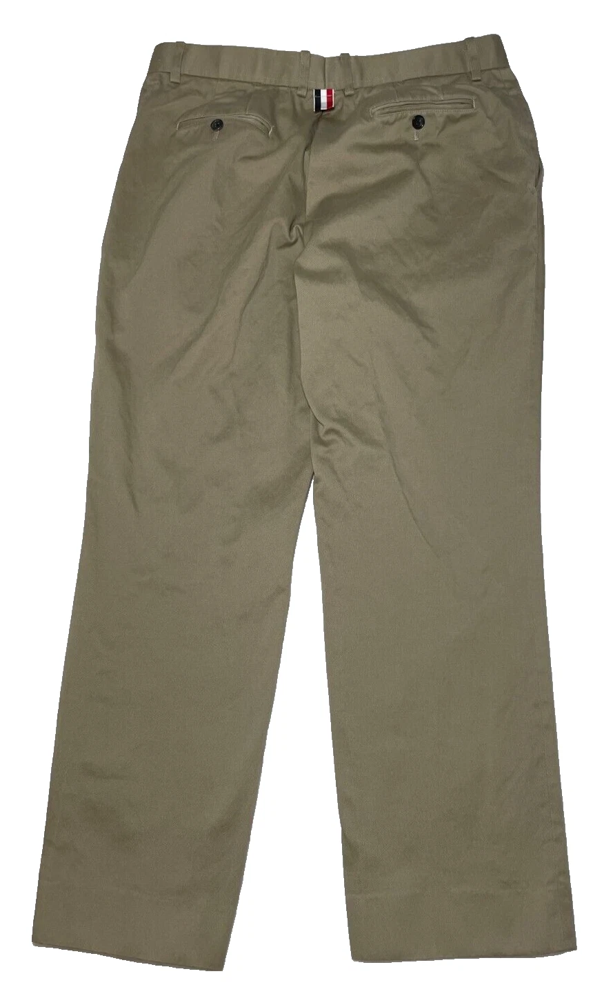 Thom Browne Pantalone Chino Uomo Logo Tab Cotone Twill Marrone Cammello Taglia 3 (35 x 29)