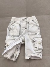 Baby Boy Gap Pants Size 0-3 Month White Black Stitch Pull On