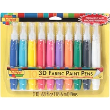 Scribbles 3D Fabric Paint Pens 10/Pkg-Assorted, DFPS10
