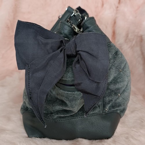 Juicy Couture Daydreamer Gray Tote Bag Purse Vintage Double Bow Ribbon Bling Y2k - Picture 4 of 8