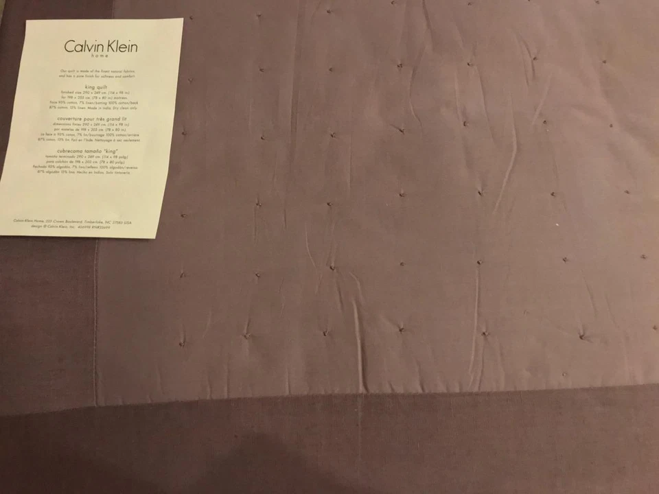 Calvin Klein Algodón Lino Punto King Edredón Cobertor Glicinia Nuevo Foto 3 de 4