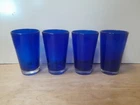 Anchor Hocking Heavy Cobalt Blue Glass Beer/Juices Cup 5 7/8”H Vintage Set Of 4