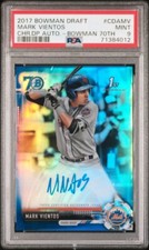 2017 Bowman Draft PSA 9 Mark Vientos Blue Refractor Auto /70 New York Mets