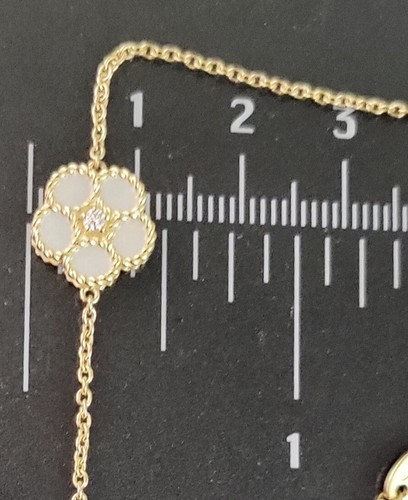 Roberto Coin 18K Yellow Gold Daisy Mother of Pearl & Diamond Bracelet 7-7.5 Inch - Picture 9 of 12