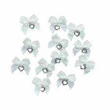 24 x 2.2cm Ribbon Bow With Heart Charm Fabric Craft Embellishment Toppers