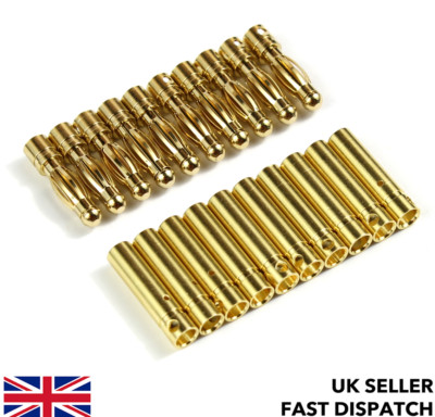 *HEAVY DUTY* 4mm Lipo Bullet Gold Stecker / Bananenstecker RC - 1/2/5/10 Paar