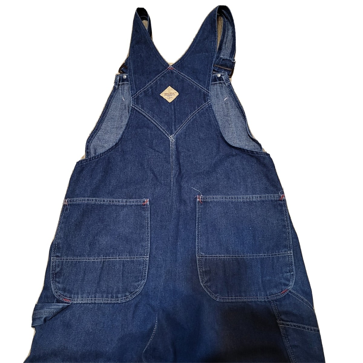 Big Mac Square Bak Denim Overalls Blue Jean Bibs USA Made Sz