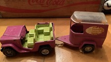 Vintage Buddy L Purple Jeep  Pony Trailer 1968 Pressed Steel 2 Pieces