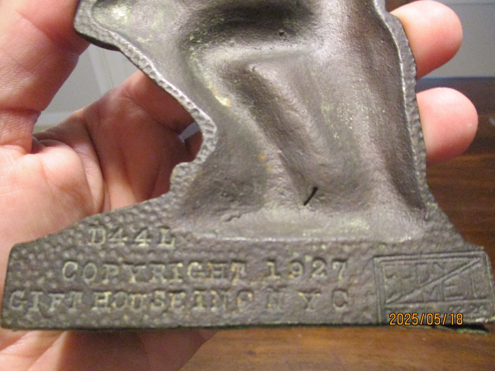 1927 NYC USA BRONZE THINKING MAN SINGLE BOOK END THE THINKER