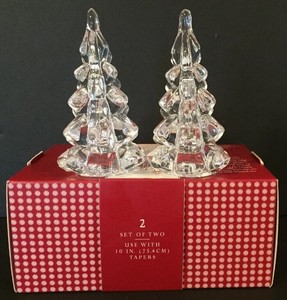 Williams Sonoma Clear Glass Christmas Tree Taper Candle Holders 4 Set Of Two 96800000838 Ebay