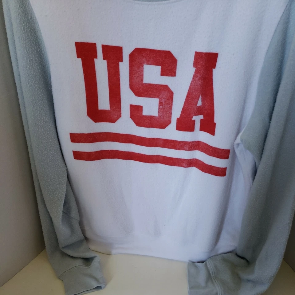 Suéter pulôver retrô Wildfox Team USA Patriotic malha slub escovada S EUA - Imagem 3 de 4