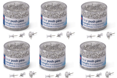 OFFICEMATE Push Pins 1/2in Clear 1200 TOTAL 6 PACK MPN 35711