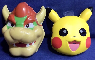 Lot 2 Nintendo Super Mario Bros NEW Bowser Adult Mask PIKACHU Pokémon DISGUISE