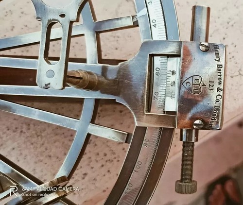 8" Ottone Antico Nautico Marino Navigazione Strumento Astrolabio Sestante Regalo - Foto 12 di 12