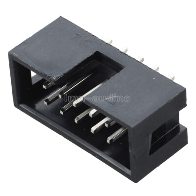 10PCS 2.54mm 10 Pin 2x5 Pin Double Row Straight Male Shrouded Header IDC Socket