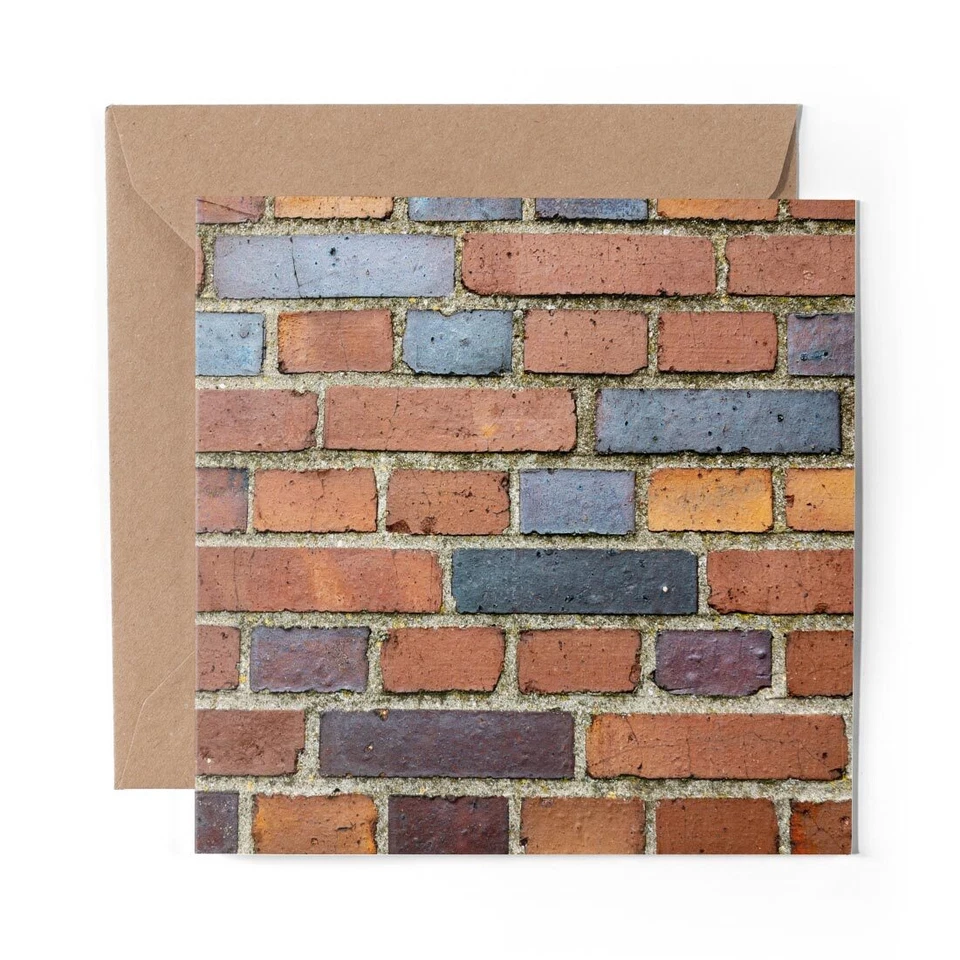 DV DESIGN 1 x Blank Greeting Card Brick Wall Construction Building House #44447