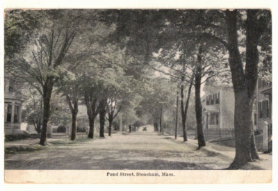 1910 PC: Scenic View of Unpaved Pond Street   Stoneham, Massachusetts