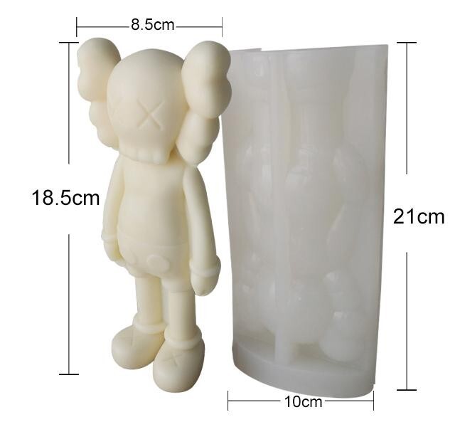 3D Kaws Bear Silicone Candle Making Mold Soap Resin Craft Wedding