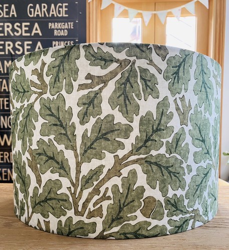 PANTALLA DE LÁMPARA HECHA A PEDIDO WILLIAM MORRIS HOJAS VERDES BLANCAS - Imagen 13 de 14