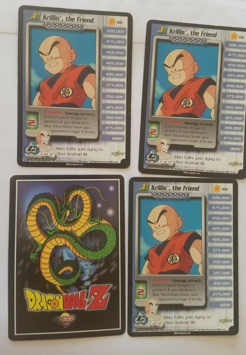 4x DRAGON BALL Z RARE 3 STAR CARDS # 89 KRILLIN , THE FRIEND 4x DRAGON BALL Z RARE 3 STAR CARDS # 89 KRILLIN , THE FRIEND