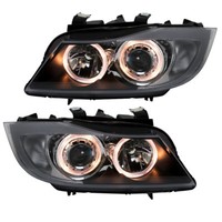 Depo Scheinwerfer Angel Eyes Set FüR BMW 3Er E90 E91 Bj. 05-08 Schwarz